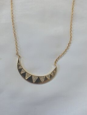 Gorjana Gold Crescent Pendant Necklace with Crystals